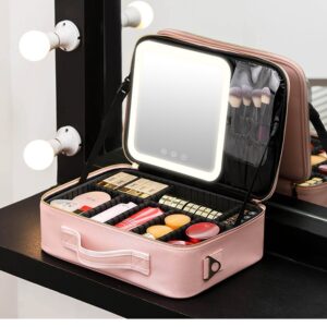 Makeup Organizer Travel Bag with LED Lights