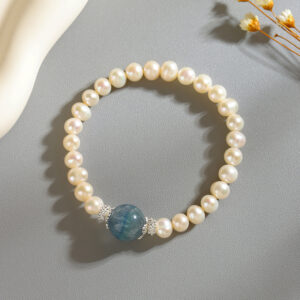Natural Freshwater Pearl Aquamarine Bracelet