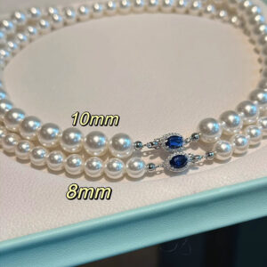 Pearl Necklace with Blue Diamond