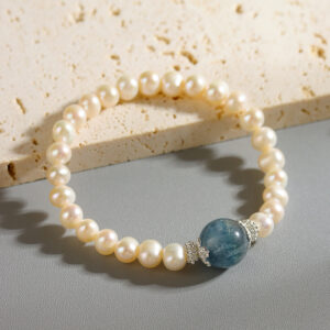 Natural Freshwater Pearl Aquamarine Bracelet