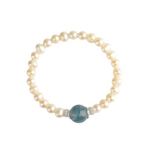 Natural Freshwater Pearl Aquamarine Bracelet