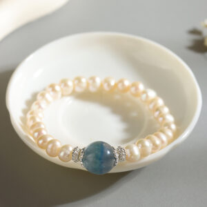 Natural Freshwater Pearl Aquamarine Bracelet