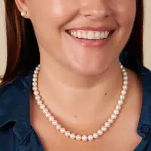 7.5-8.0 mm 18 Inch White Freshwater Pearl Necklace