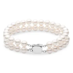 7.5-8.0 mm White Freshwater AAA Pearl Double Strand Bracelet