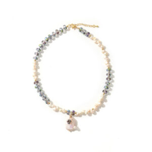 Baroque Green Crystal Freshwater Pearl Necklace